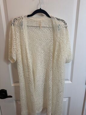 Open-Knit Cream Cardigan Duster